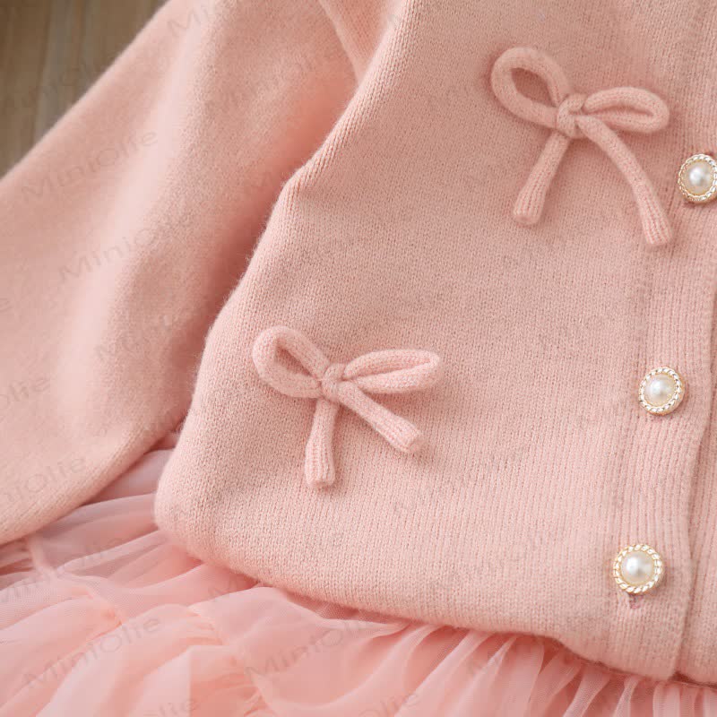 Toddler Girl Bow Cardigan and Tulle Skirt 2-piece Set - image 6