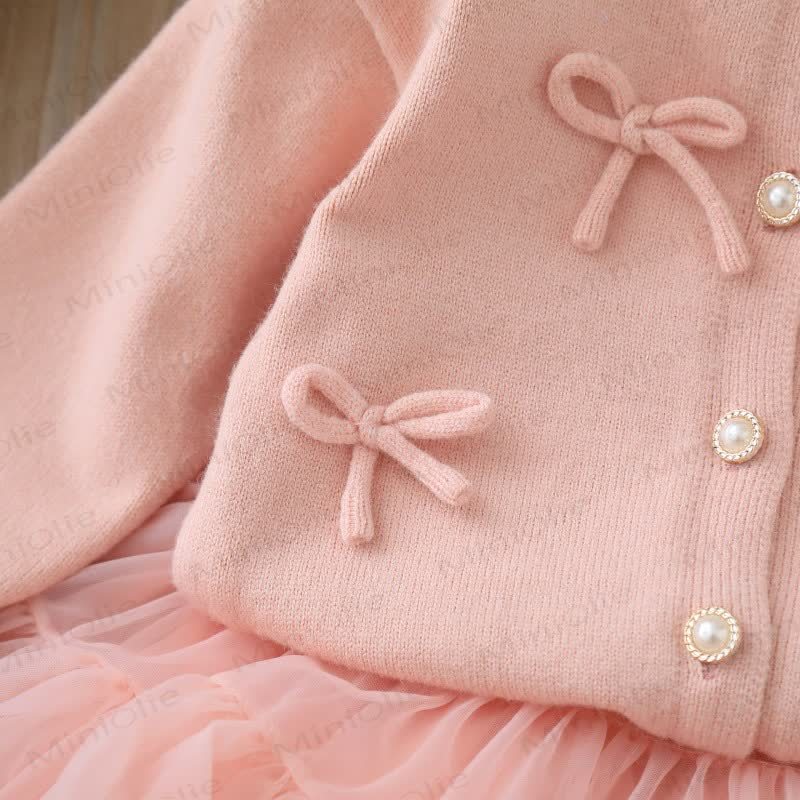 Toddler Girl Bow Cardigan and Tulle Skirt 2-piece Set - image 6