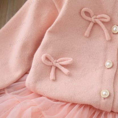 Toddler Girl Bow Cardigan and Tulle Skirt 2-piece Set - image 6