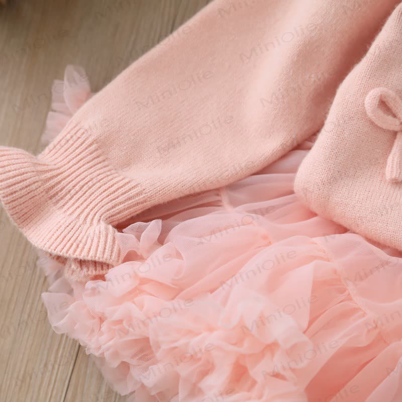 Toddler Girl Bow Cardigan and Tulle Skirt 2-piece Set - image 8