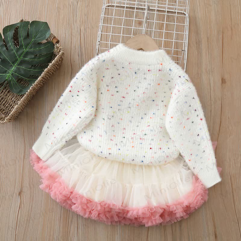 Toddler Girl Heart Applique Sweater and Tulle Skirt 2-piece Set - image 3
