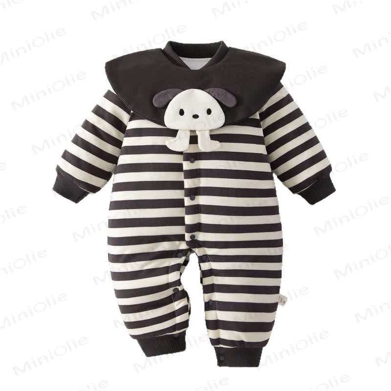 Baby Quilted Striped Puppy Collar Romper - image 5