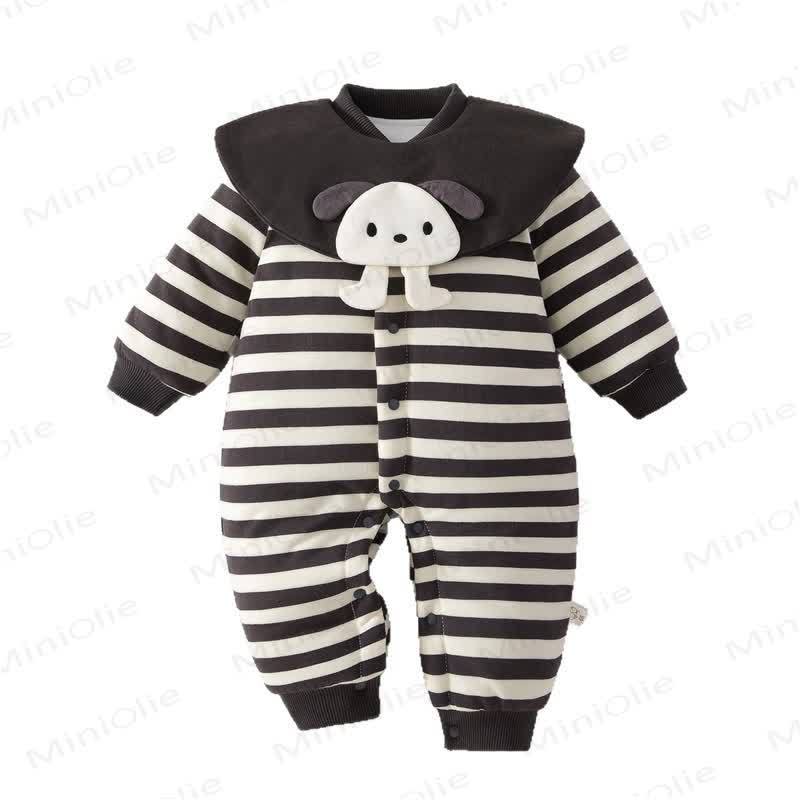 Baby Quilted Striped Puppy Collar Romper - image 5