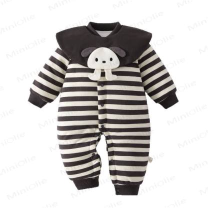 Baby Quilted Striped Puppy Collar Romper - image 5