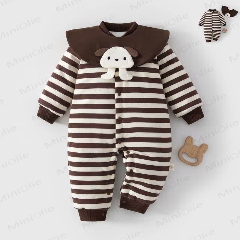 Baby Quilted Striped Puppy Collar Romper - Brown - 2-3T - image 6