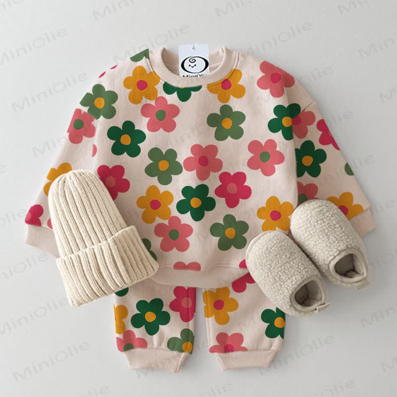 Baby Girl Flower 2-piece Flower Beige Set - Beige - 2-3T - image 1