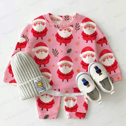 Baby Santa Claus Pink Waffle 2-piece Set - Beige - 2-3T - image 1