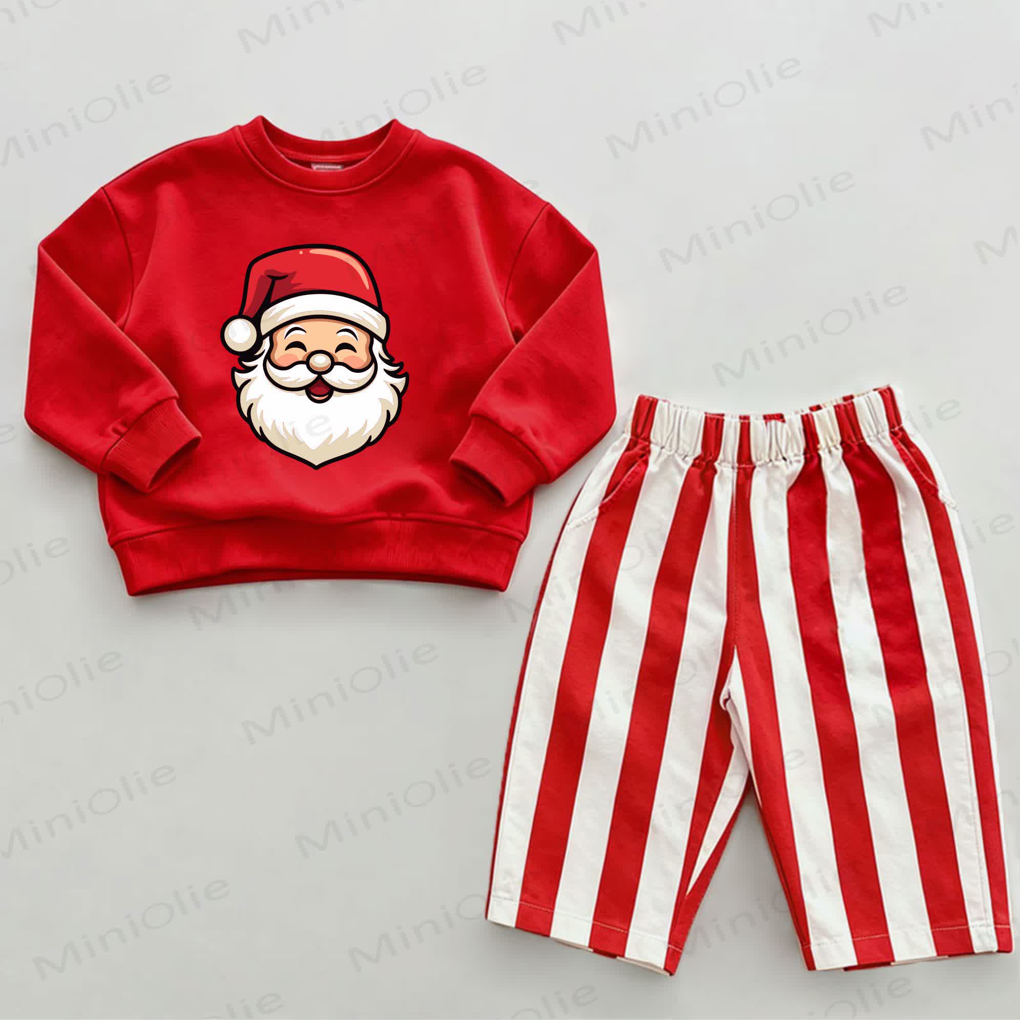 Baby Santa Claus Sweatshirt and Striped Pants 2-piece Set - White&Red - 2-3T - image 1