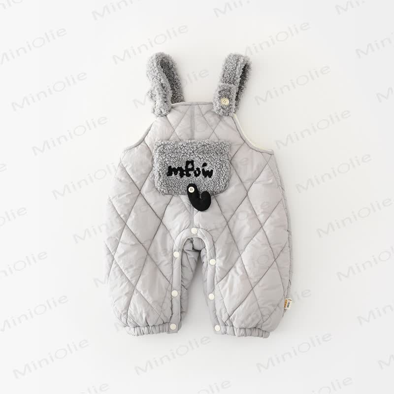 Baby Todder Quilted Sherpa Trim Overalls or Black Sweatshirt - Gray - 3-4T - image 2