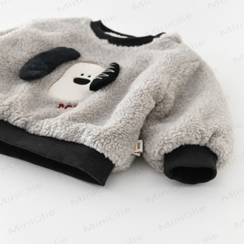 Baby Toddler Puppy Applique Fleece Pullover and Jogger 2-piece Set - image 4