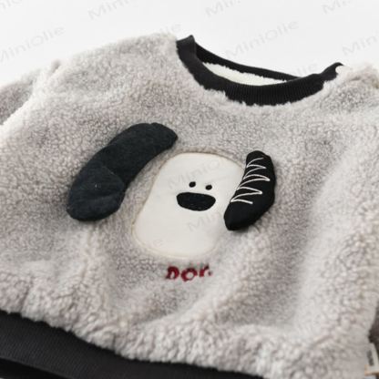 Baby Toddler Puppy Applique Fleece Pullover and Jogger 2-piece Set - image 3