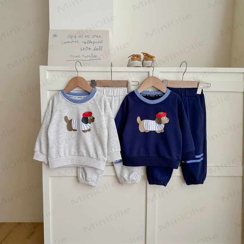 Toddler Cartoon Puppy Sweatshirt and Jogger 2-piece Set - image 1