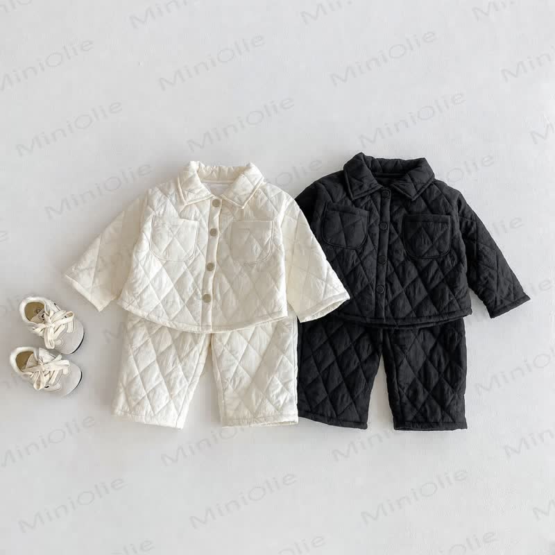 Toddler Solid Color Quilted Jacket and Pants 2-piece Set - image 1