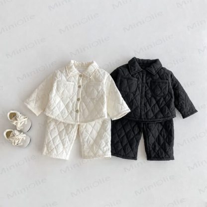 Toddler Solid Color Quilted Jacket and Pants 2-piece Set - image 1