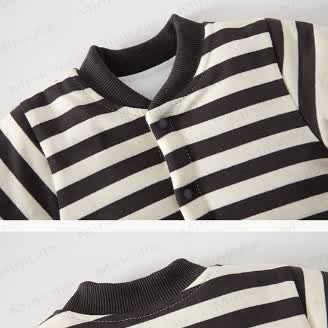 Baby Quilted Striped Puppy Collar Romper - image 2