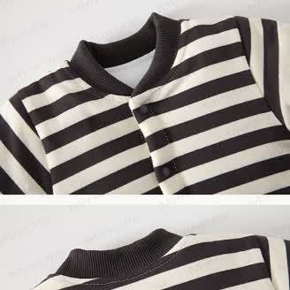 Baby Quilted Striped Puppy Collar Romper - image 2