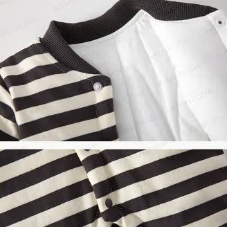 Baby Quilted Striped Puppy Collar Romper - image 3