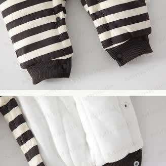Baby Quilted Striped Puppy Collar Romper - image 4