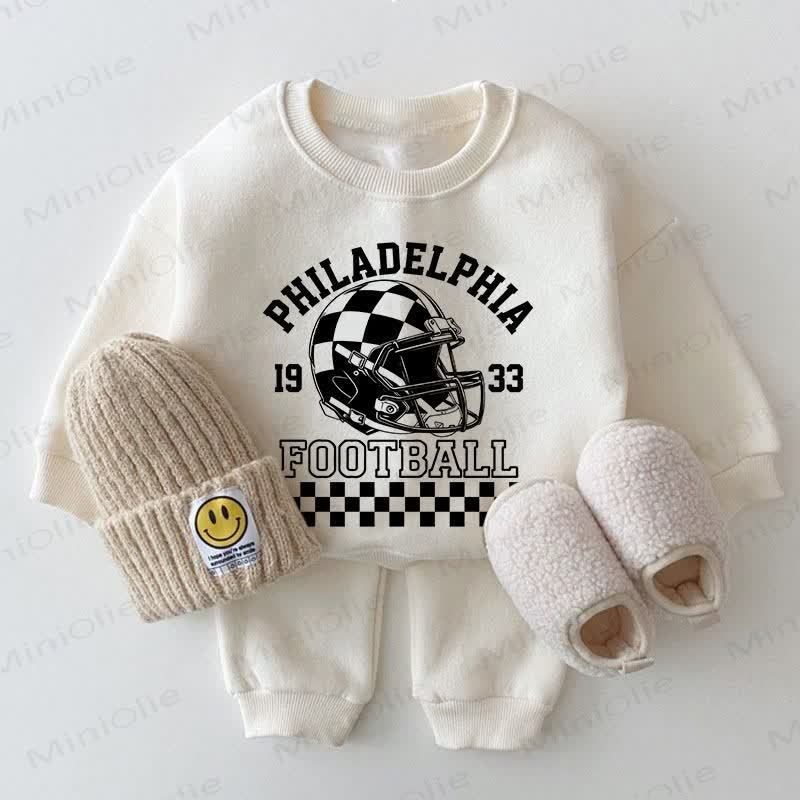 PHILADELPHIA FOOTBALL Baby Football Helmet White Sweatshirt 2-piece Set - White - 2-3T - image 1