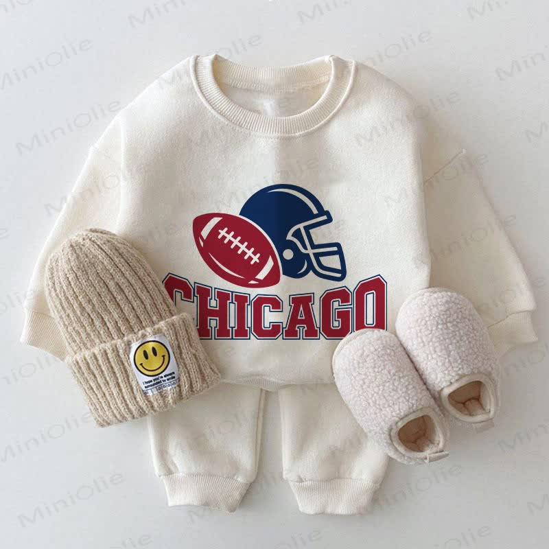 CHICAGO Baby Football Helmet White Sweatshirt 2-piece Set - White - 2-3T - image 1