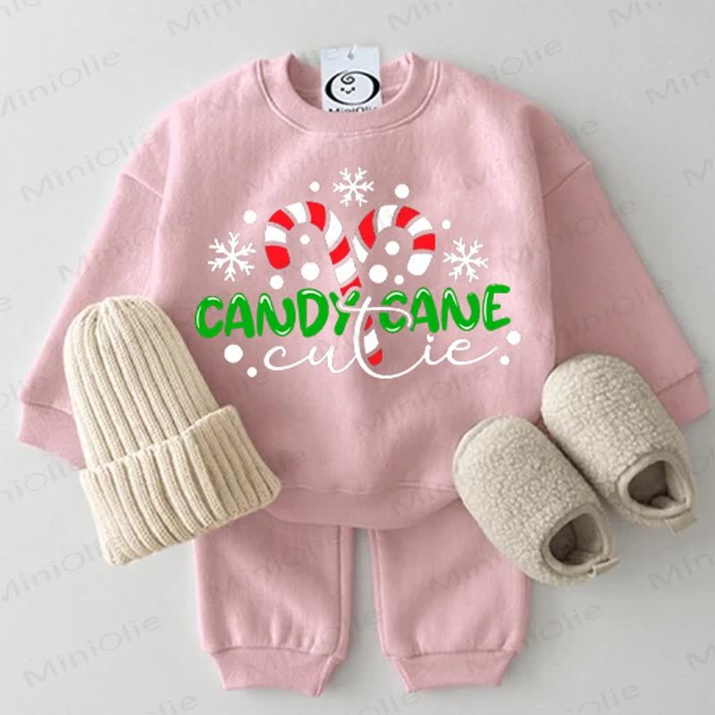CANDY CANE Baby Christmas Pink Sweatshirt 2-piece Set - Pink - 2-3T - image 1