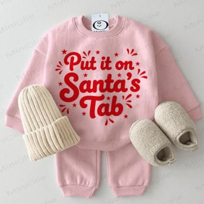 PUT IT ON SANTA'S TAB Baby Pink Sweatshirt 2-piece Set - Pink - 2-3T - image 1