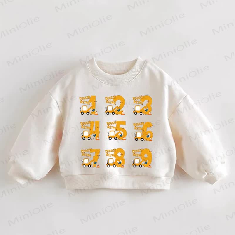 DIGGIN' BEING Baby Toddler Excavator Cream Sweatshirt - Cream - 3-5T - image 1