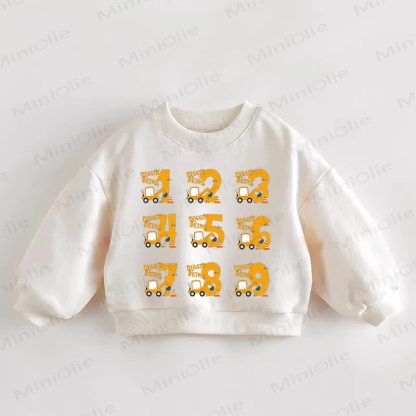 DIGGIN' BEING Baby Toddler Excavator Cream Sweatshirt - Cream - 3-5T - image 1