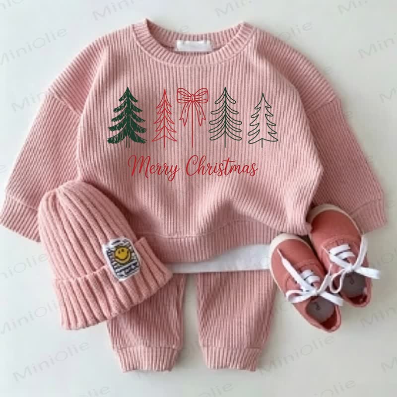 MERRY CHRISTMAS Baby Christmas Tree Print Pink 2-Piece Set - Pink - 2-3T - image 1