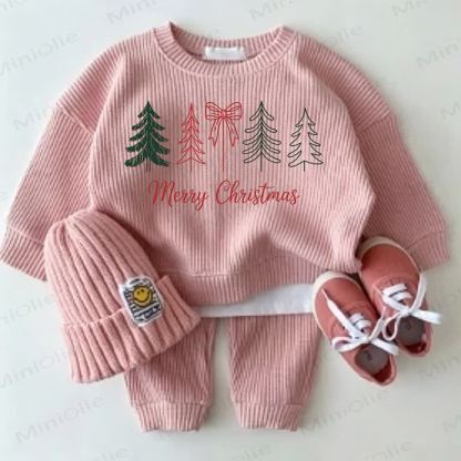 MERRY CHRISTMAS Baby Christmas Tree Print Pink 2-Piece Set - Pink - 2-3T - image 1