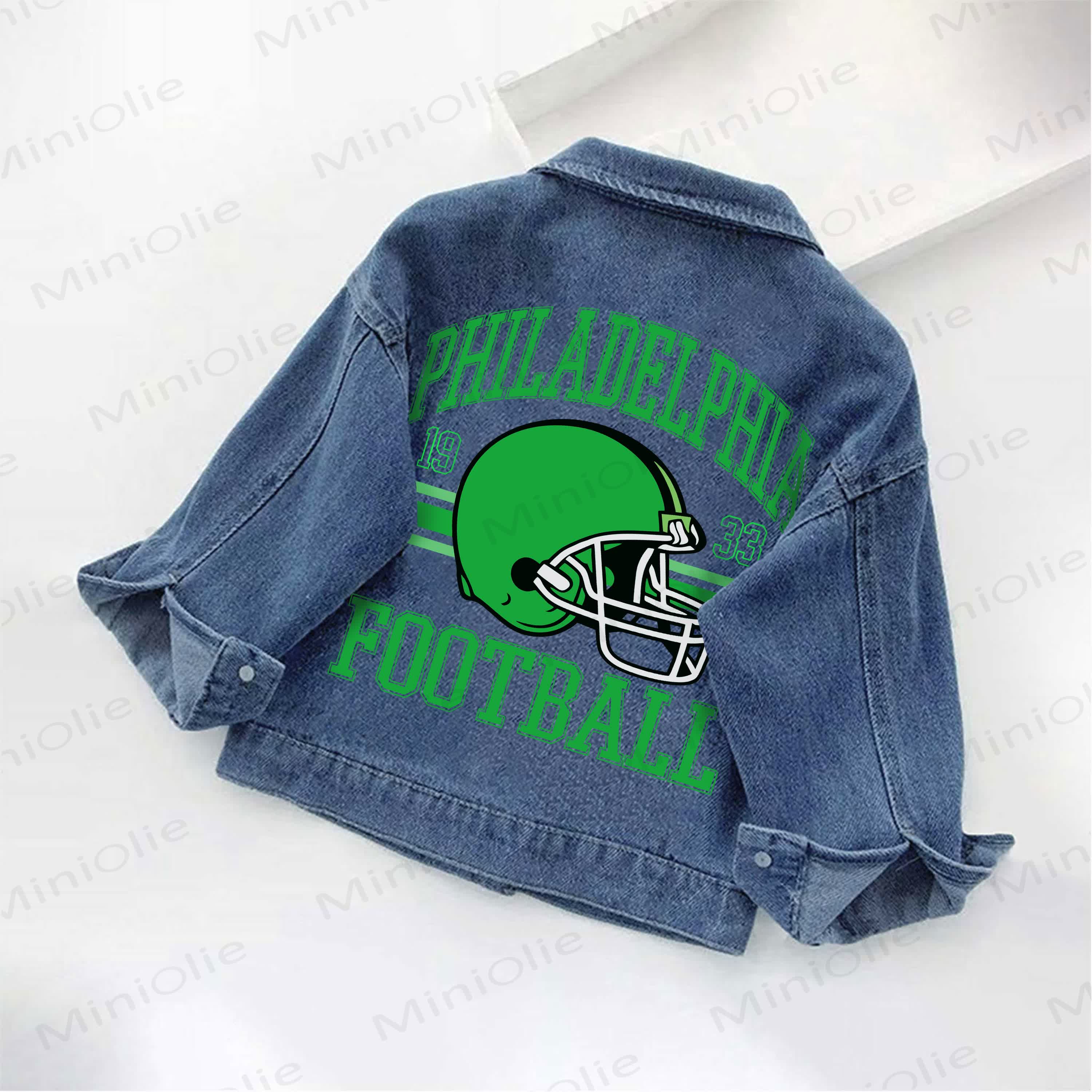 PHILADELPHIA FOOTBALL Toddler Kid Football Helmet Denim Jacket - image 2