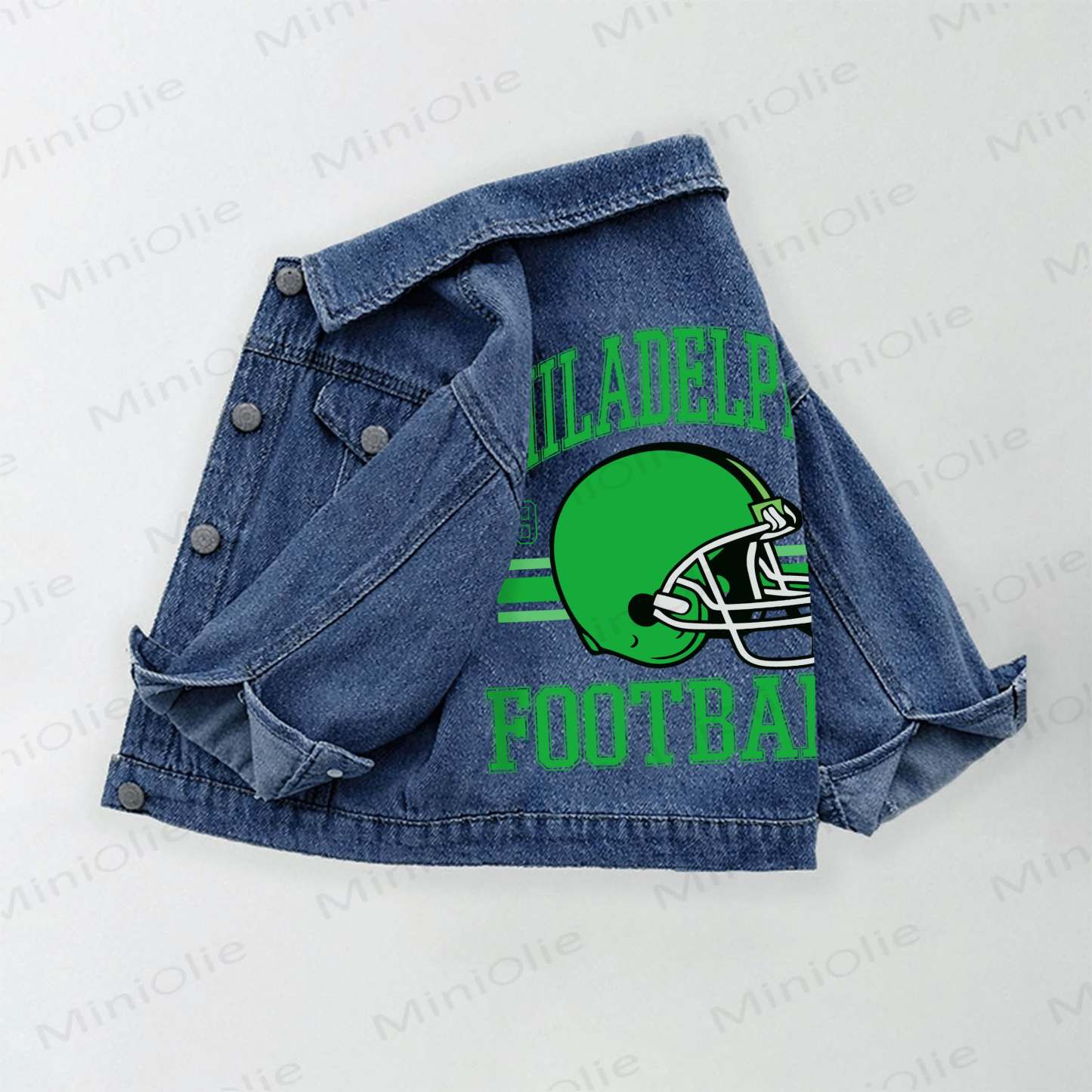 PHILADELPHIA FOOTBALL Toddler Kid Football Helmet Denim Jacket - Blue - 10-11T - image 1