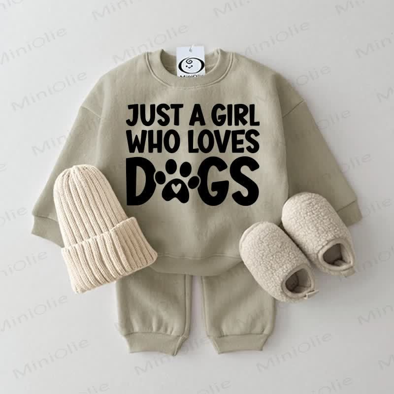 JUST A GIRL WHO LOVES DOGS Baby Sweatshirt 2-piece Set - Grey Green - 2-3T - image 2