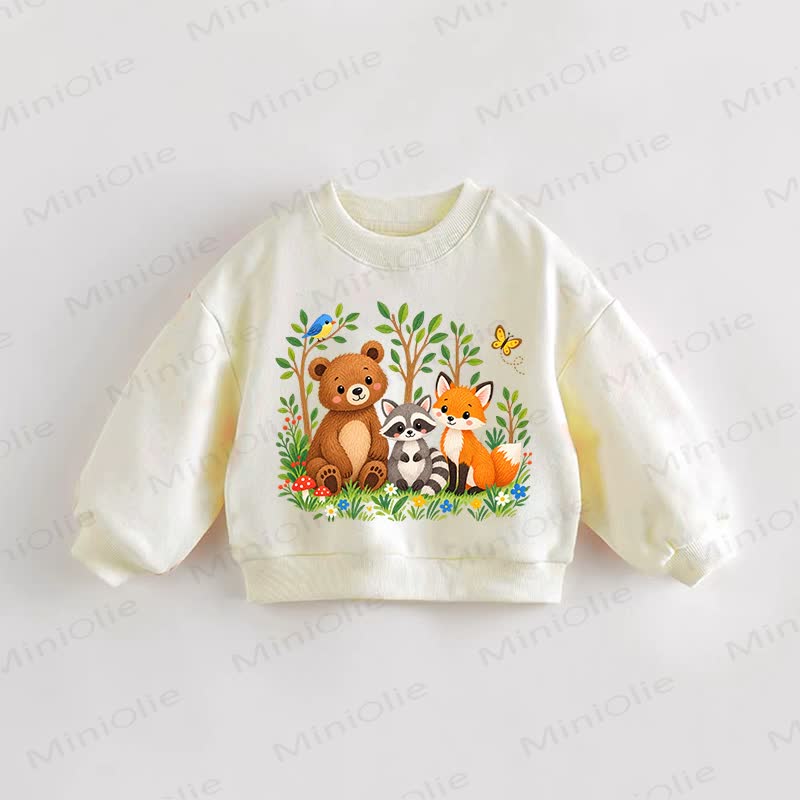 Baby Toddler Forest Animals Cream Sweatshirt - Cream - 3-5T - image 1