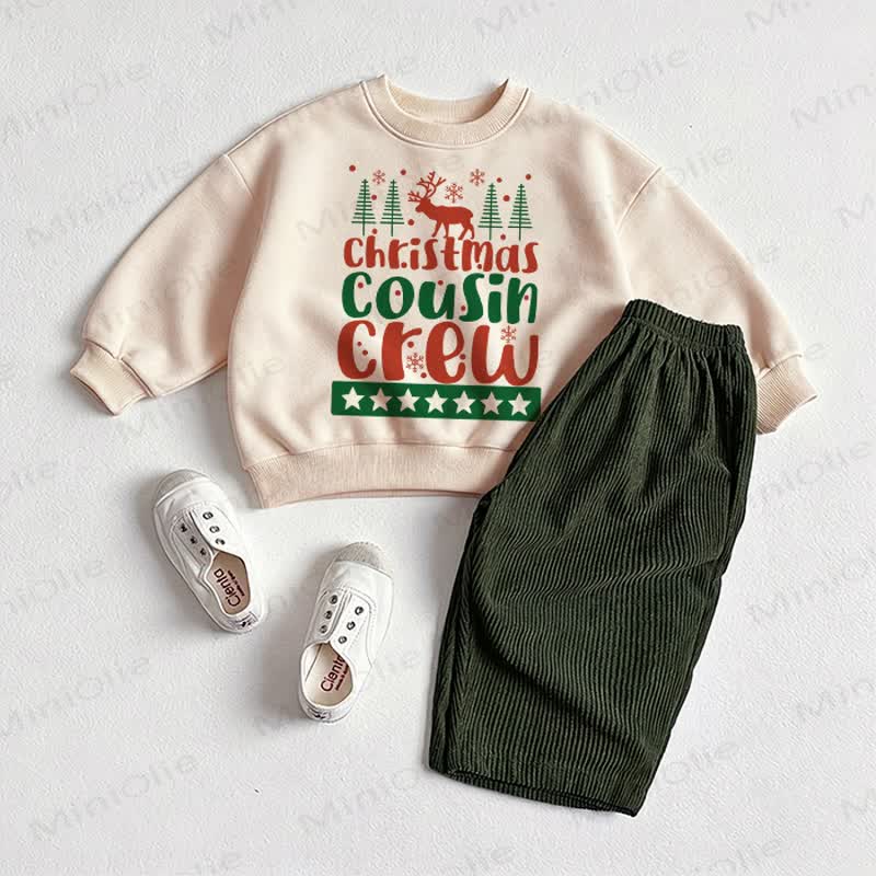 CHRISTMAS COUSIN CREW Baby Sweartshirt and Pants 2-piece Set - Beige&Green - 2-3T - image 1