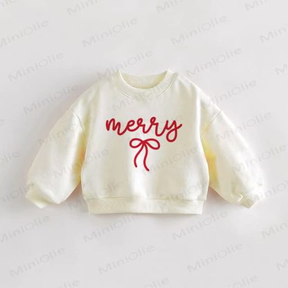  MERRY Baby Toddler Bow Cream Sweatshirt - Cream - 3-5T - image 1