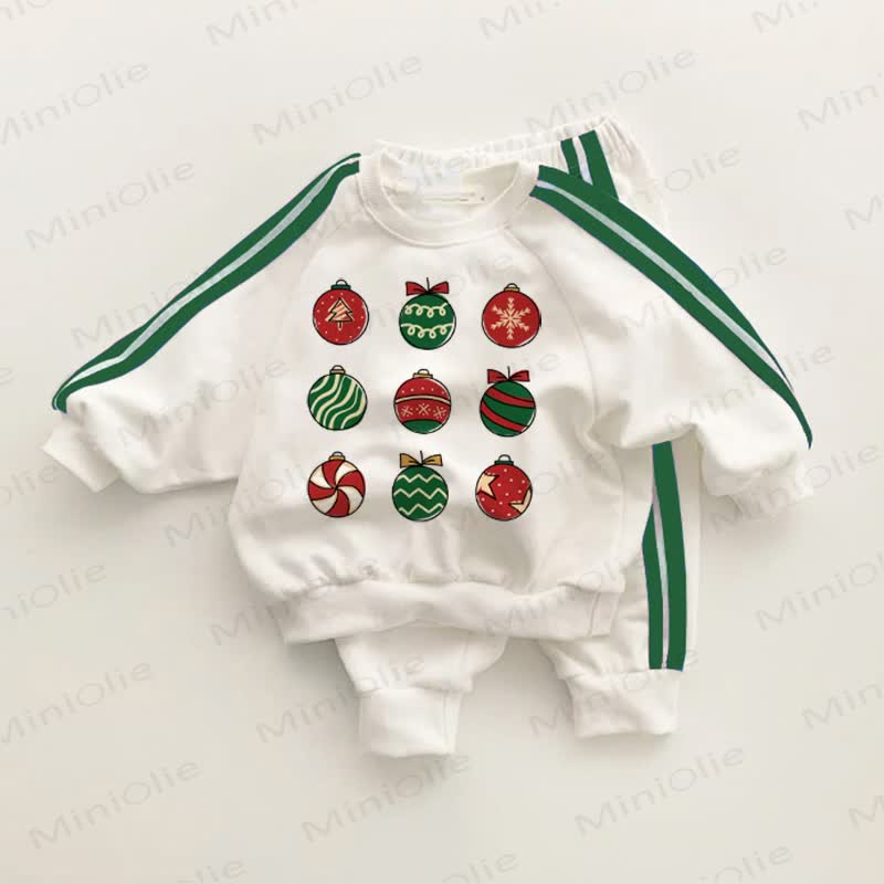 Baby Toddler Christmas Ornament Green Striped 2-piece Set - White&Green - 3-5T - image 1