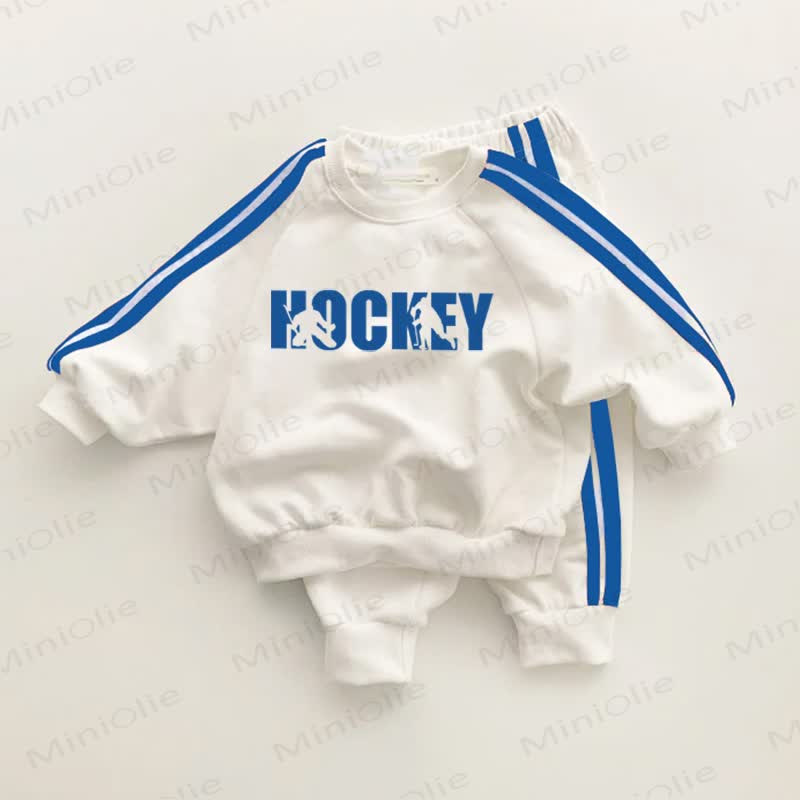 HOCKEY Baby Blue Striped 2-piece Set - White&Blue - 3-5T - image 1