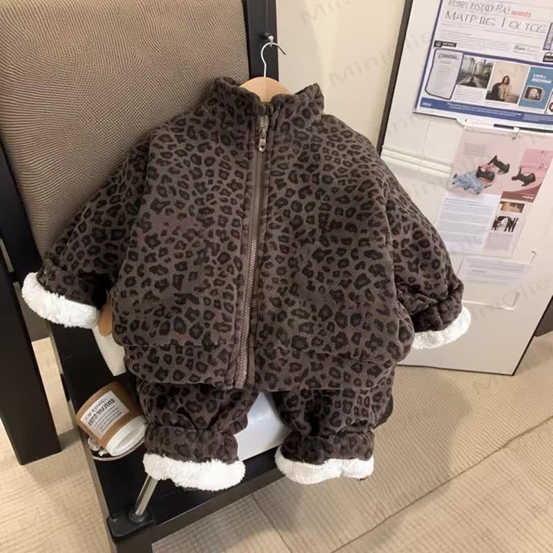 Toddler Leopard Sherpa Zip Jacket and Pants 2-piece Set - image 2