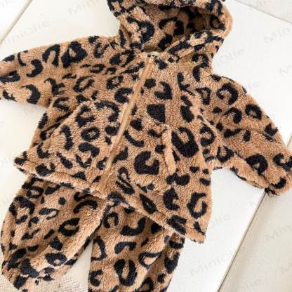 Toddler Fleece Bear Ear Hooded and Pants 2-piece Set - image 4