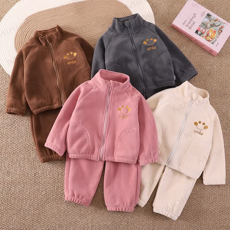 SMILE Toddler Cozy Fleece Zip Jacket and Pants Set - image 1