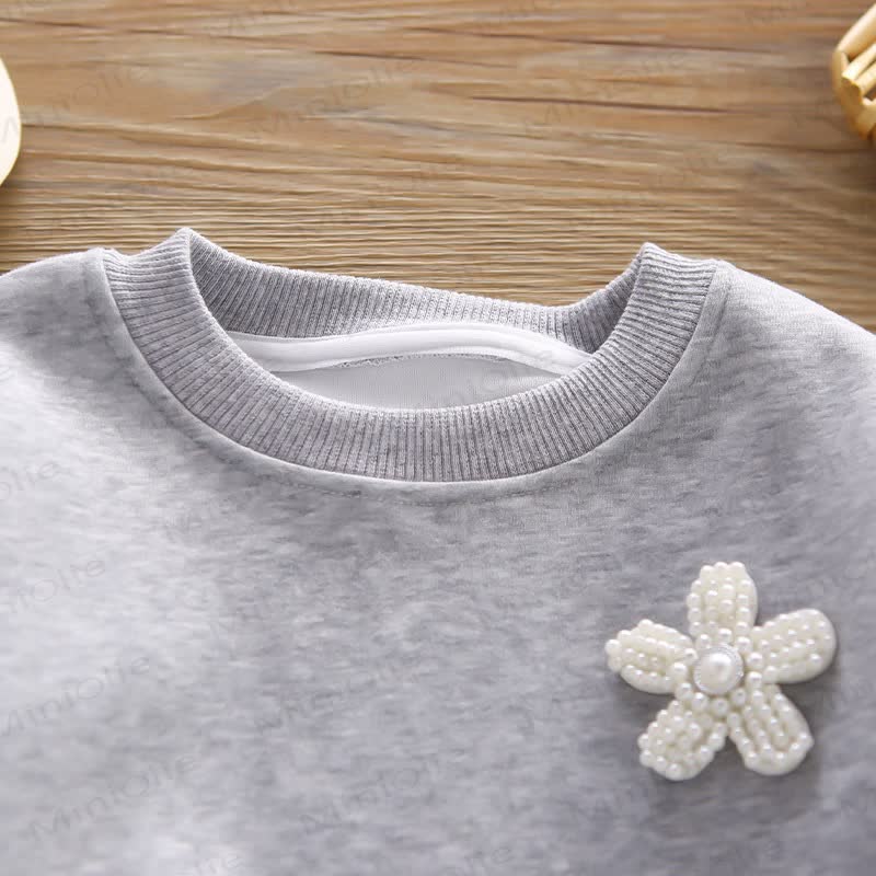 Toddler Girl Lace Trim Flower Sweatshirt and Pants Set - image 5