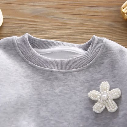 Toddler Girl Lace Trim Flower Sweatshirt and Pants Set - image 5