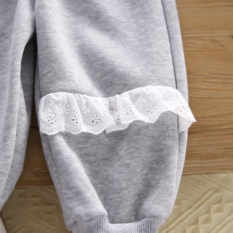 Toddler Girl Lace Trim Flower Sweatshirt and Pants Set - image 12