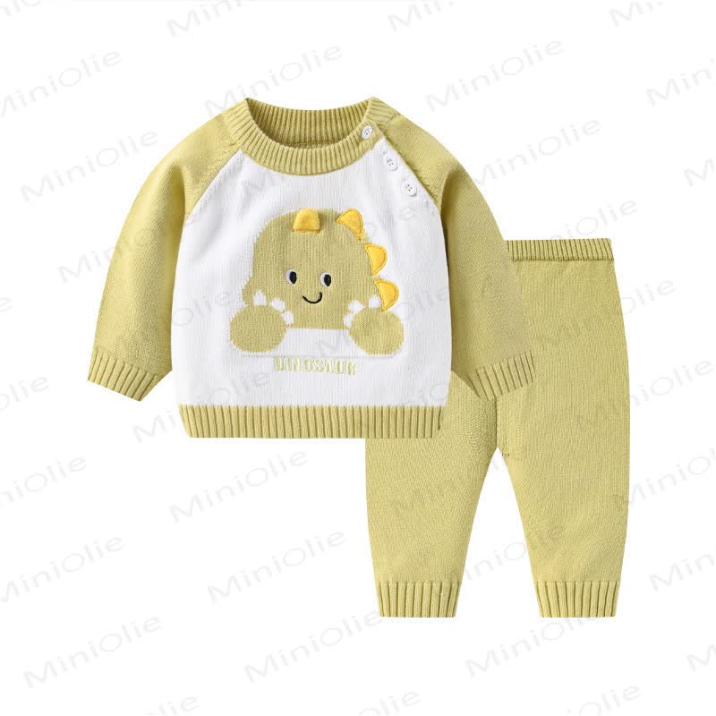 DINOSAUR Baby Dinosaur Knit Sweater and Pants 2-piece Set - Yellow - 12-24M - image 2
