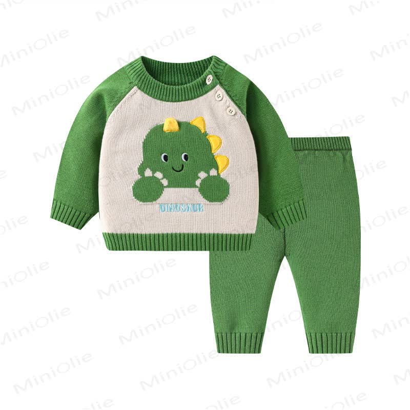 DINOSAUR Baby Dinosaur Knit Sweater and Pants 2-piece Set - Green - 12-24M - image 1