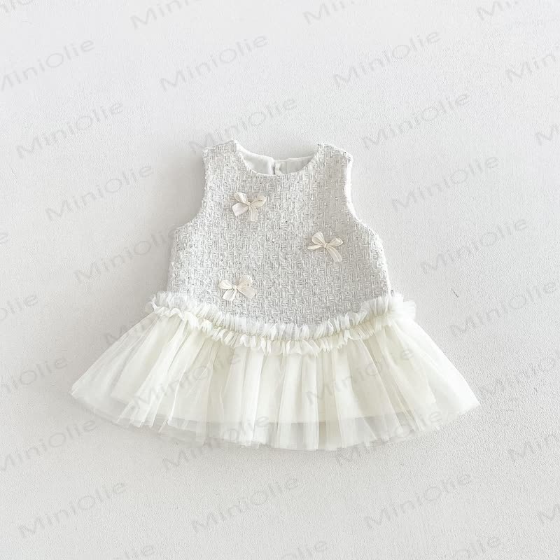 Baby Toddler Cream Outerwear or Sleeveless Dress or Sweater or Net Fabric Cake Dress - Sleeveless Dress - 6-7T - image 9