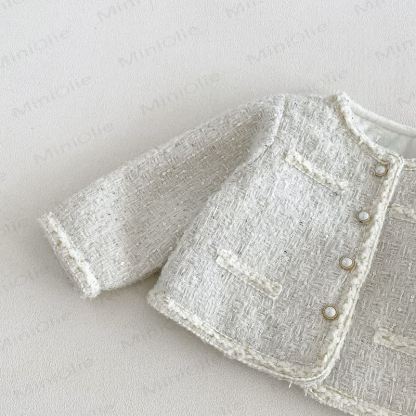 Baby Toddler Cream Outerwear or Sleeveless Dress or Sweater or Net Fabric Cake Dress - image 4