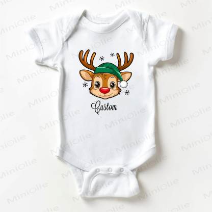Name Customization Christmas Reindeer Baby White Bodysuit - White - 18-24M - image 1