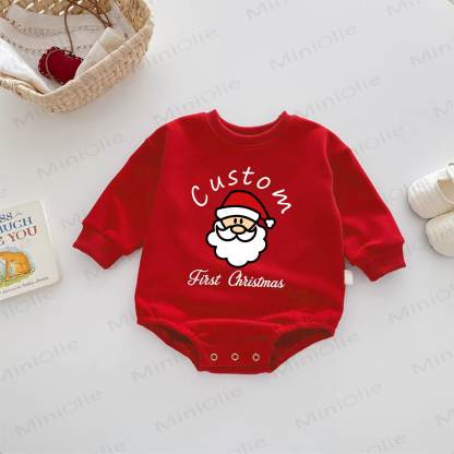 Name Customization Baby Christmas Santa Red Bodysuit - Red - 18-24M - image 1